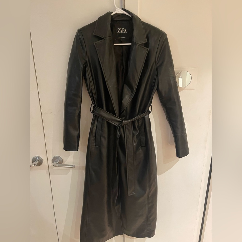 Zara faux leather trench coat